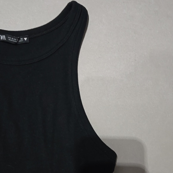 Zara Black Ribbed Racetracker Tank Top Size S - Picture 5 of 6